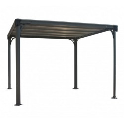 Pergola Milano 3x3m aluminium gris et polycarbonate Canopia
