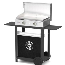 Plancha de gas de acero inoxidable con carro y tapa de acero inoxidable Le Marquier