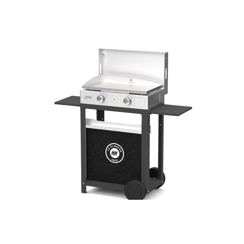 Plancha Inox Gaz avec Chariot et couvercle Inox Le Marquier