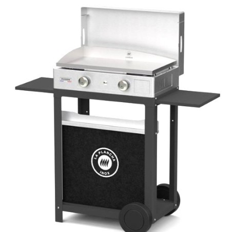 Plancha Inox Gaz avec Chariot et couvercle Inox Le Marquier