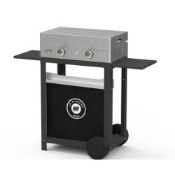 Plancha Inox Gaz avec Chariot et couvercle Inox Le Marquier