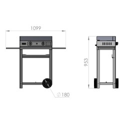 Plancha Inox Gaz avec Chariot et couvercle Inox Le Marquier