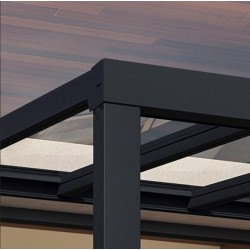Stockholm Aluminium Lean- 3.4x7.3m Pergola Anthracite Grey with Canopia Transparent Roof