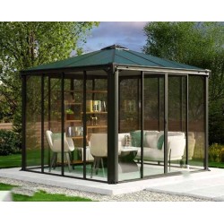 Ledro 3X3 Gazebo da giardino recintato struttura in alluminio grigio e pannelli trasparenti