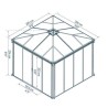 Ledro 3X3 Cenador de jardín cerrado Estructura de aluminio gris y paneles transparentes