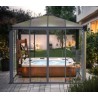 Tonnelle de jardin fermée Ledro 3X3 Structure en Aluminium gris et panneaux transparents
