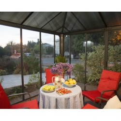 Ledro 3X3 Gazebo da giardino recintato struttura in alluminio grigio e pannelli trasparenti