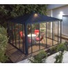 Ledro 3X3 Cenador de jardín cerrado Estructura de aluminio gris y paneles transparentes
