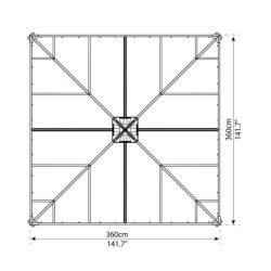 Ledro 3X3 Cenador de jardín cerrado Estructura de aluminio gris y paneles transparentes
