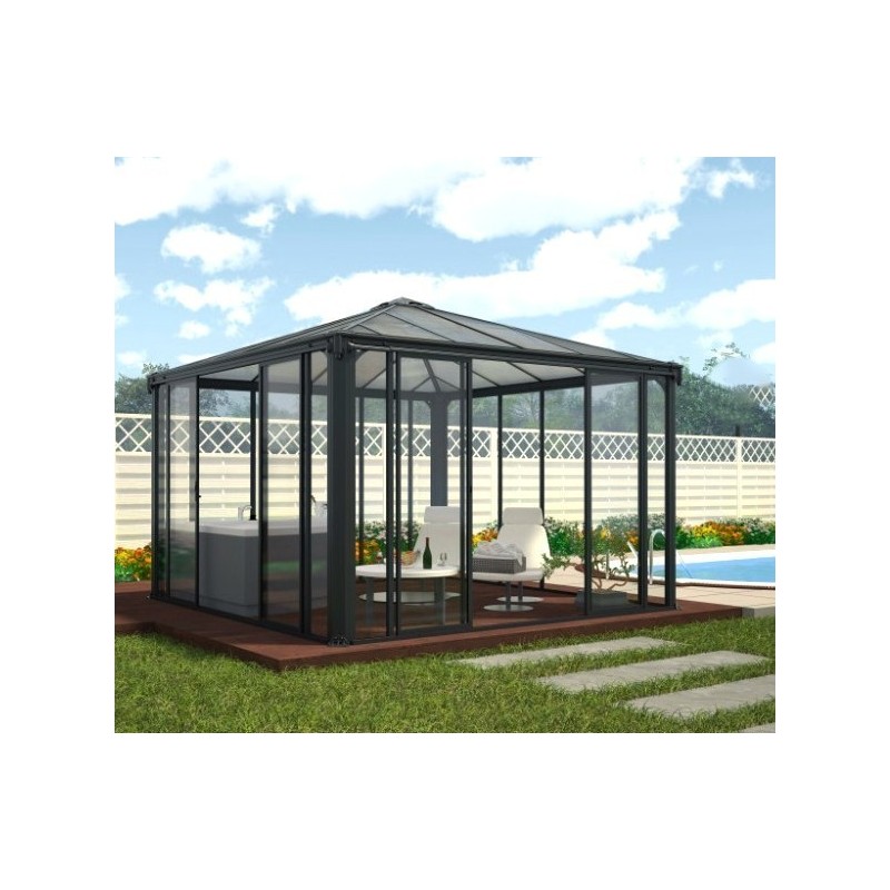 Ledro Gazebo da giardino recintato 3.6X3.6 tettoia trasparente e alluminio