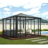 Tonnelle de jardin fermée Ledro 3.6X3.6 Transparent et Aluminium Canopia