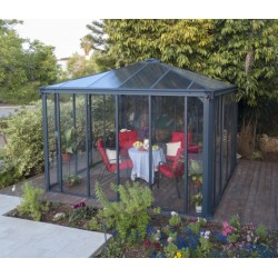 Cenador de jardín cerrado Ledro 3.6X3.6 canopia transparente y de aluminio