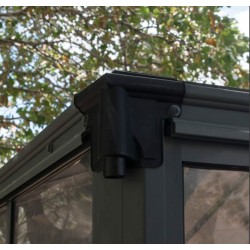Tonnelle de jardin fermée Ledro 3.6X3.6 Transparent et Aluminium Canopia