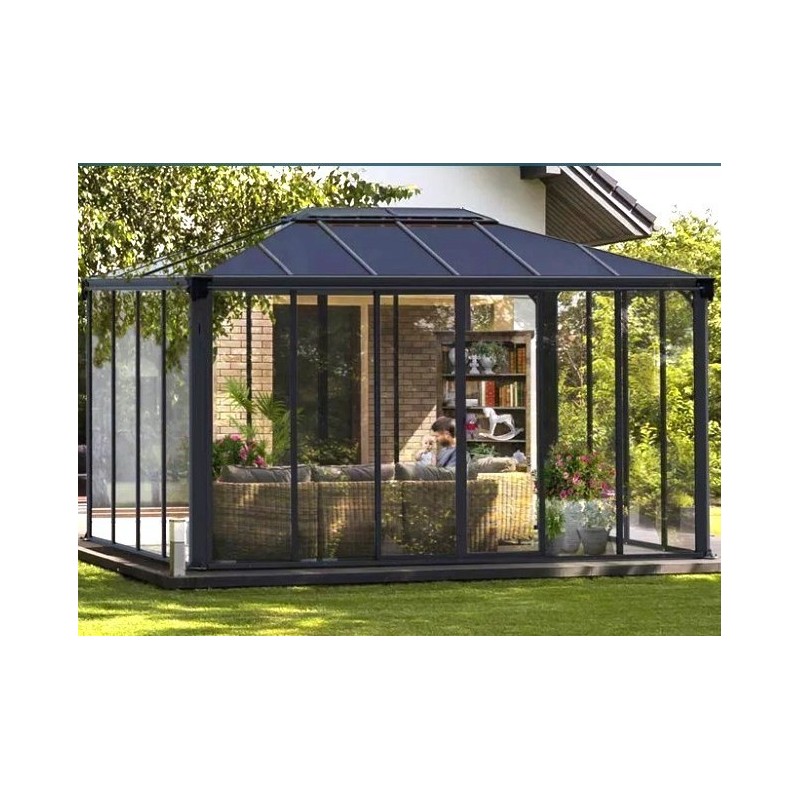 Ledro 4.3X3 Gazebo da giardino chiuso con tettoia trasparente e alluminio