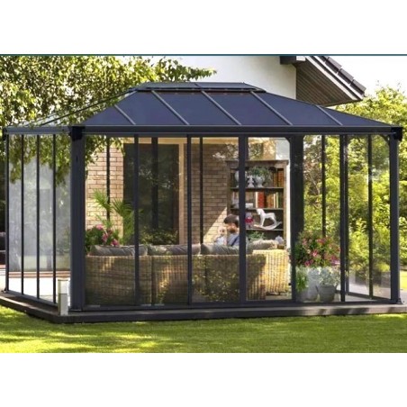 Tonnelle de jardin fermée Ledro 4.3X3 Transparent et Aluminium Canopia