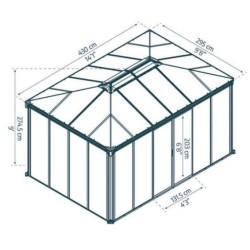 Tonnelle de jardin fermée Ledro 4.3X3 Transparent et Aluminium Canopia