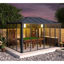 Tonnelle de jardin fermée Ledro 4.3X3 Transparent et Aluminium Canopia