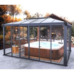 Tonnelle de jardin fermée Ledro 4.3X3 Transparent et Aluminium Canopia