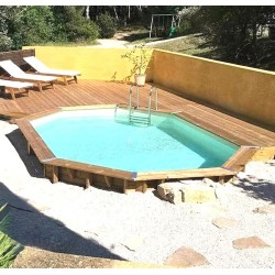 Piscina de madeira Ubbink Caribe 485x335 H120 Liner bege