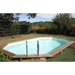 Piscina de madeira Ubbink Caribe 485x335 H120 Liner azul