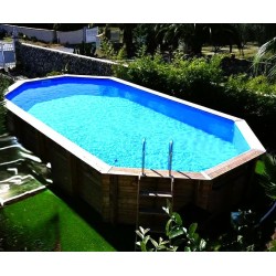 Piscina Legno Ubbink Caraibi 820x470 H130 Liner blu