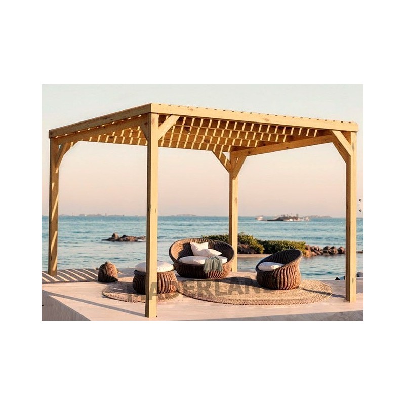 Techo de pérgola con lamas de madera Toulouse 3x3m 9m2
