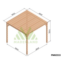 Techo de pérgola con lamas de madera Toulouse 3x3m 9m2