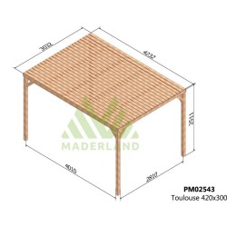 Techo de pérgola con lamas de madera Toulouse 4.2x3m 13m2