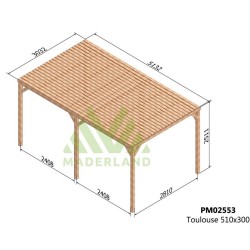Tetto a pergola con doghe in legno Tolosa 5x3m 15m2