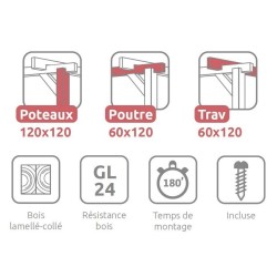 Pergoladach mit Holzlatten Strasbourg 4x3m 12m2