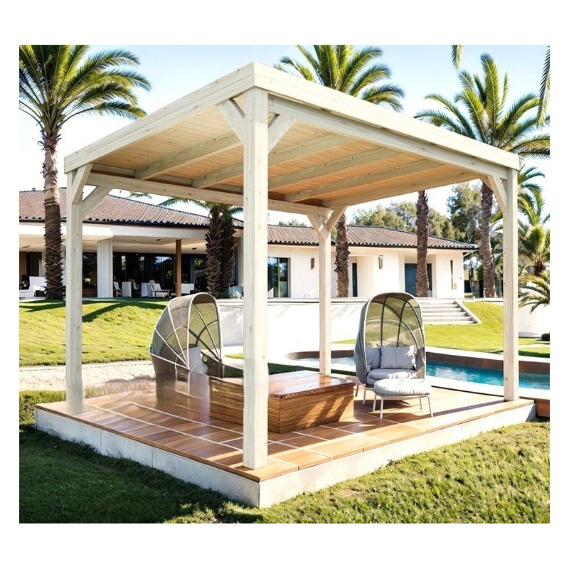 Tetto a pergola con doghe in legno Strasburgo 4x3m 12m2