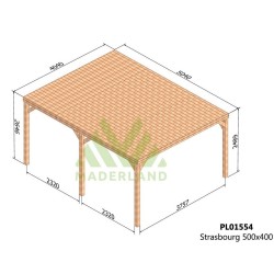 Techo de pérgola con lamas de madera Estrasburgo 5x4m 20m2