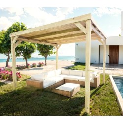 Pergola covered with solid wood roof Dijon 4x3m 12m2