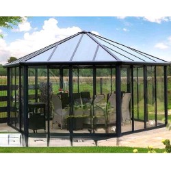 Garda 6X5.2 Gazebo da giardino chiuso con tettoia trasparente e alluminio
