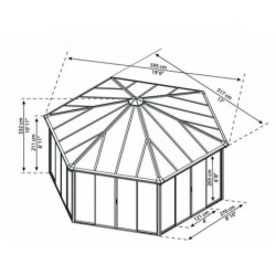 Garda 6X5.2 Gazebo de Jardim Fechado com Canopia Transparente e Alumínio