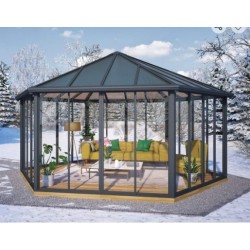Garda 6X5.2 Gazebo de Jardim Fechado com Canopia Transparente e Alumínio