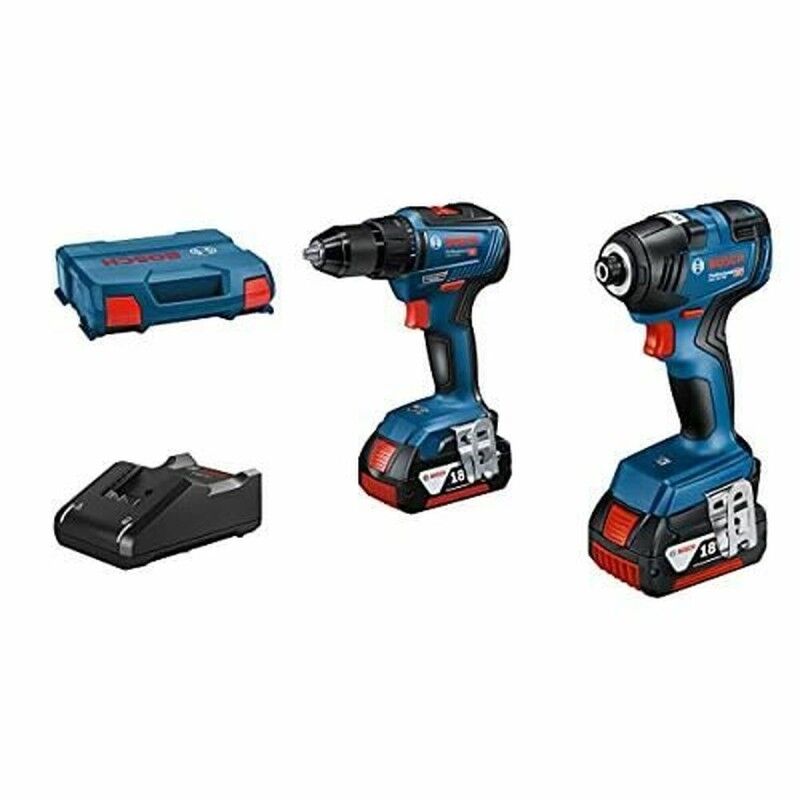 Conjunto de berbequim e acessórios BOSCH GDR 18V-200 + GSR 18V-55 + GBA 18V 2x4.0Ah + GAL 18V-40 18 V