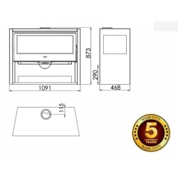Fogão a lenha Panadero Chopin 3V EcoDesign 8,2 kW