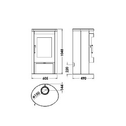 Panadero Oval, 3 pietre, stufa a legna Ecodesign 8,7 kW