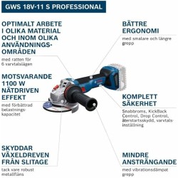 Meuleuse d'angle BOSCH GWS 18V-11 1100 W