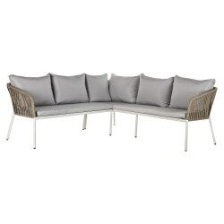 Meubles de jardin DKD Home Decor Blanc Marron Clair 190 x 190 x 70 cm
