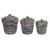 Set di Cestini DKD Home Decor Bianco Nero Naturale