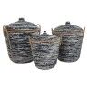 Set di Cestini DKD Home Decor Bianco Nero Naturale