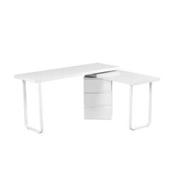 Secretária DKD Home Decor 150 x 120 x 75 cm Natural Metal Branco Madeira MDF