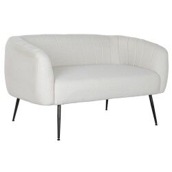 Sofá DKD Home Decor Preto Greige Espuma Madeira Metal Veludo Scandi 129 x 75 x 73 cm