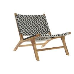 Tuinstoel DKD Home Decor Branco Preto Natural PVC Teca 65 x 80 x 68 cm