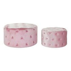 Fußstütze DKD Home Decor Rosa Velvet Holz MDF Glam (2 pcs)