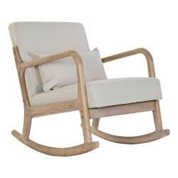 Schaukelstuhl DKD Home Decor Beige natürlich Leinen Kautschukholz 66 x 85 x 81 cm