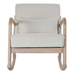 Cadeira de baloiço DKD Home Decor Bege Natural Linho Madeira da borracha 66 x 85 x 81 cm