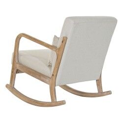 Cadeira de baloiço DKD Home Decor Bege Natural Linho Madeira da borracha 66 x 85 x 81 cm